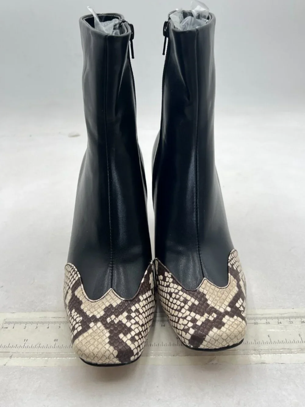 Black Sneaker Square Toe Comfort Chunky Heel Ankle Boots Zipper Booties Winter